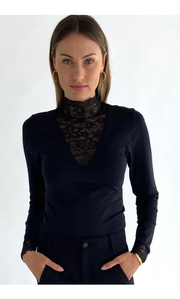 VANESSA V CUT BLOUSE MI3824 100 BLACK