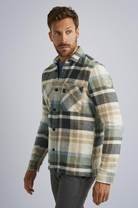 PME legend beige heren overhemd | Model zijaanzicht