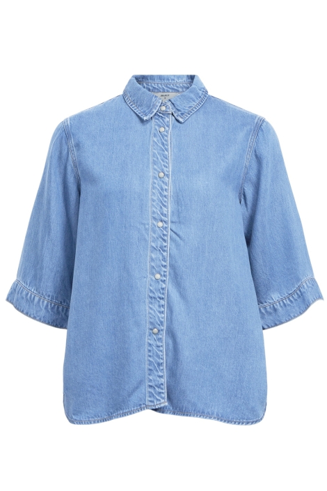 Object blauwe dames blouse | Vooraanzicht