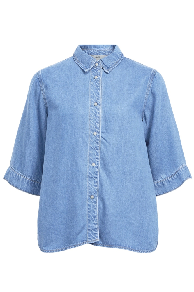 Object blauwe dames blouse | Vooraanzicht