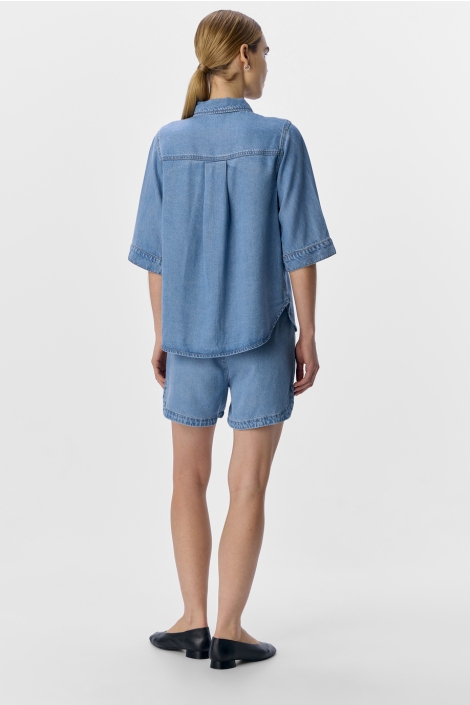 Object blauwe dames blouse | Model