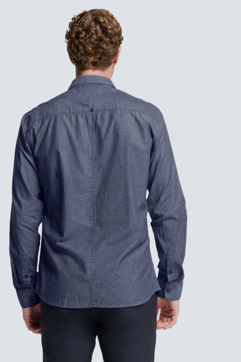 NO-EXCESS blauwe heren overhemd | Model achteraanzicht