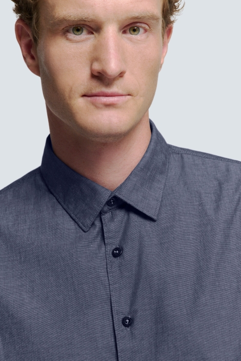 NO-EXCESS blauwe heren overhemd | Close up