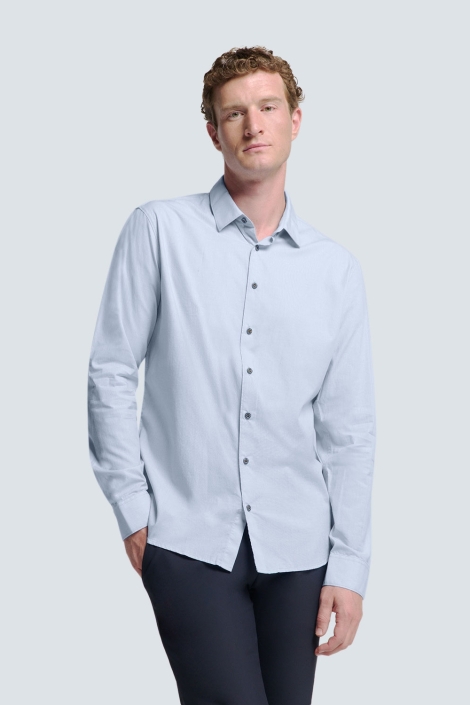 NO-EXCESS blauwe heren overhemd | Model vooraanzicht