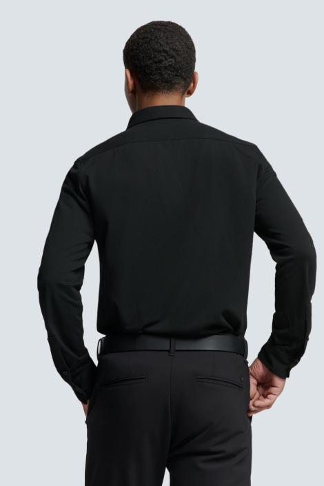 NO-EXCESS zwarte heren overhemd | Model achteraanzicht