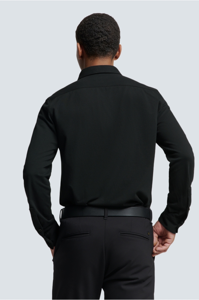 NO-EXCESS zwarte heren overhemd | Model achteraanzicht