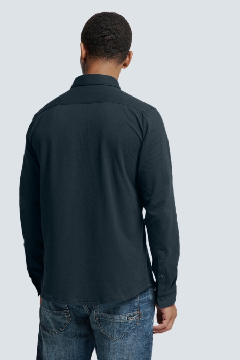 NO-EXCESS blauwe heren overhemd | Model achteraanzicht