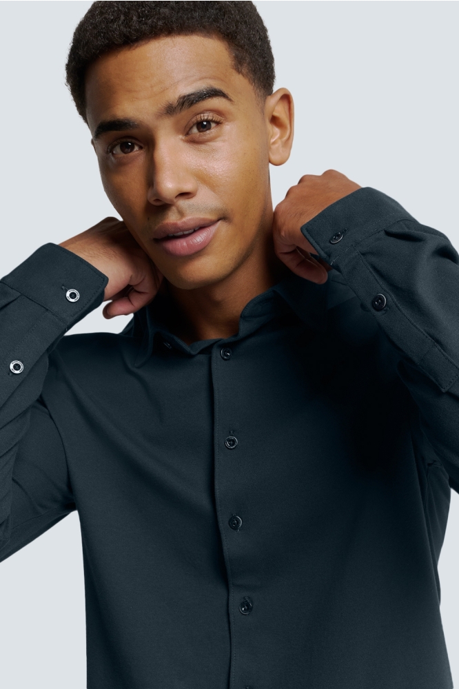 NO-EXCESS blauwe heren overhemd | Close up