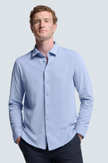 NO-EXCESS TIJDLOZE BASIC PIQUE SHIRT N4186 166 OFFICE BLUE