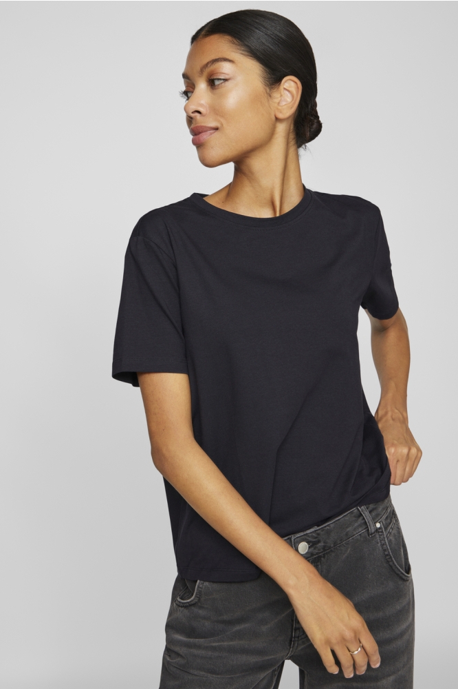 Vila zwarte dames t-shirt | Model vooraanzicht