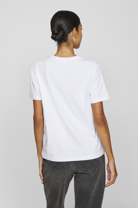 Vila witte dames t-shirt | Model achteraanzicht
