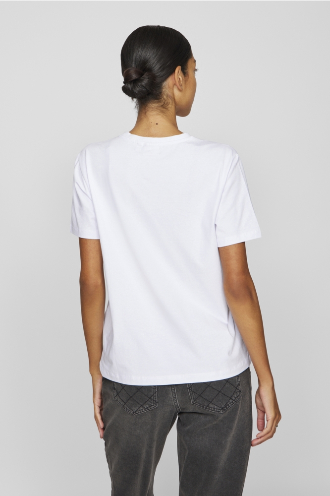 Vila witte dames t-shirt | Model achteraanzicht