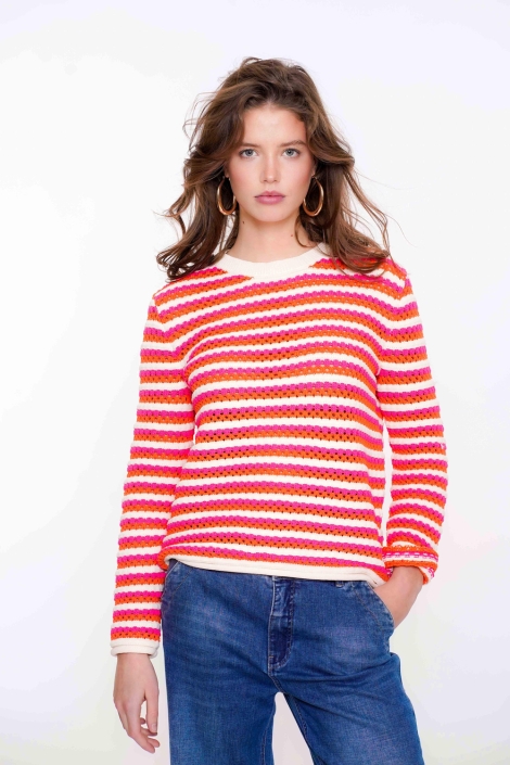 Geisha multi color dames trui | Model vooraanzicht