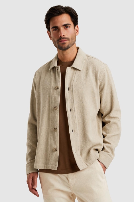 Cast Iron ecru heren overhemd | Model vooraanzicht