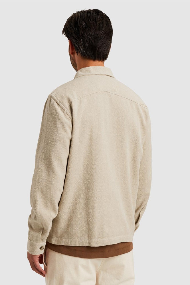Cast Iron ecru heren overhemd | Model achteraanzicht