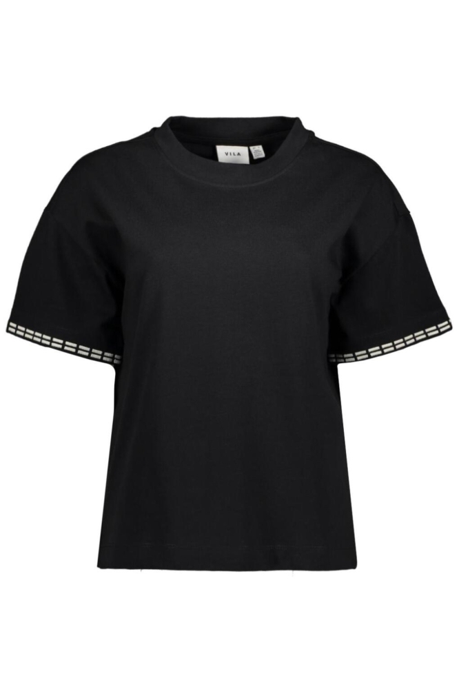 Vila zwarte dames t-shirt | Vooraanzicht