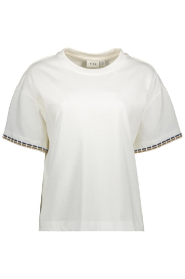 Vila VIMONIE O-NECK S/S STITCH T-SHIRT 14108172 Snow White
