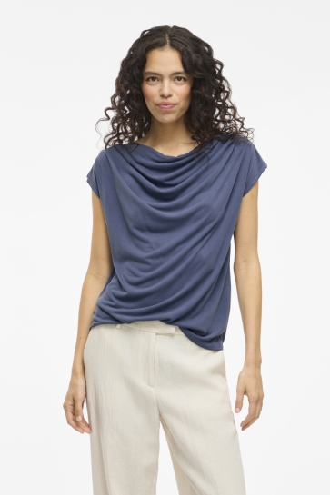 Vila VIMODALA WATERFALL C/S TOP/PB 14107641 VINTAGE INDIGO