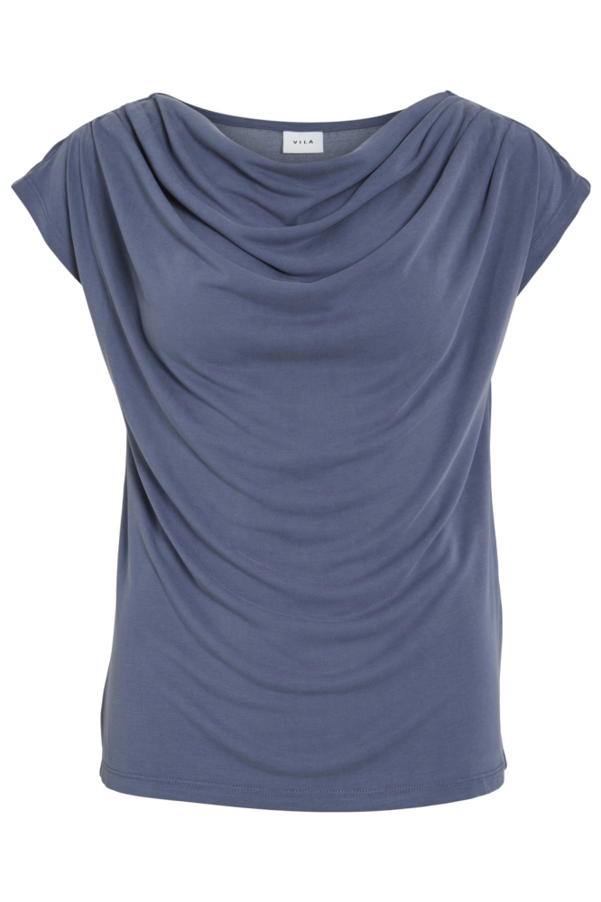 Vila blauwe dames t-shirt | Vooraanzicht