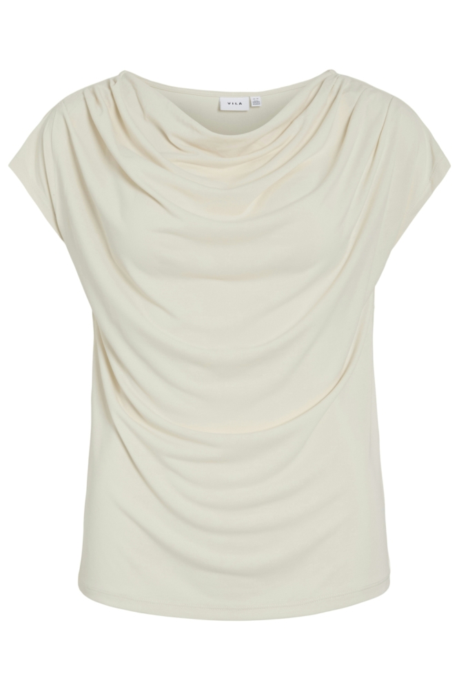 Vila beige dames t-shirt | Vooraanzicht