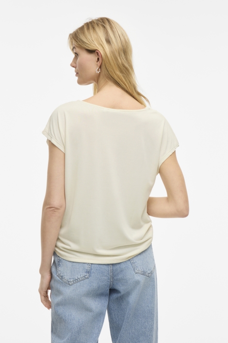 Vila beige dames t-shirt | Model achteraanzicht