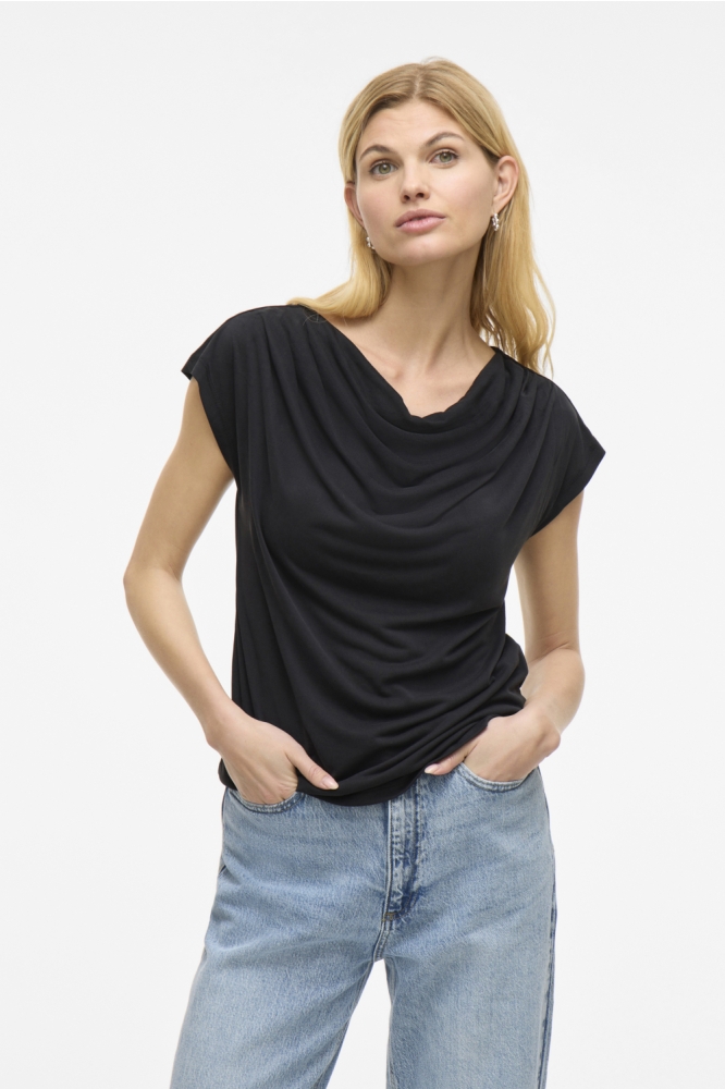 Vila zwarte dames t-shirt | Model vooraanzicht