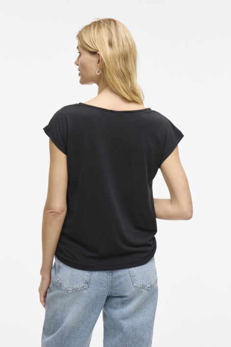 Vila zwarte dames t-shirt | Model achteraanzicht