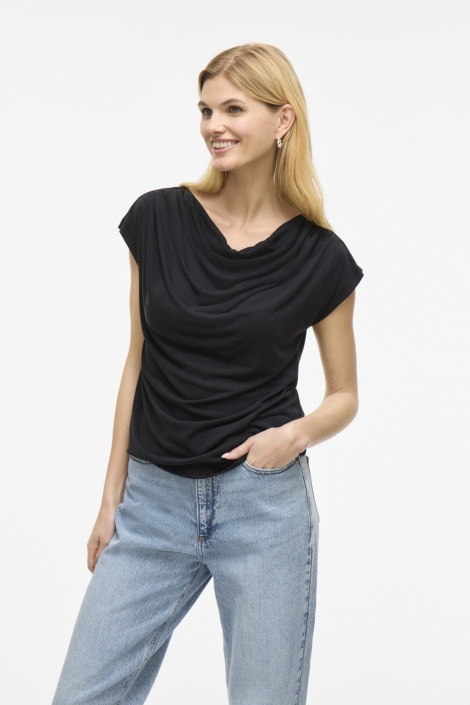 Vila zwarte dames t-shirt | Model vooraanzicht