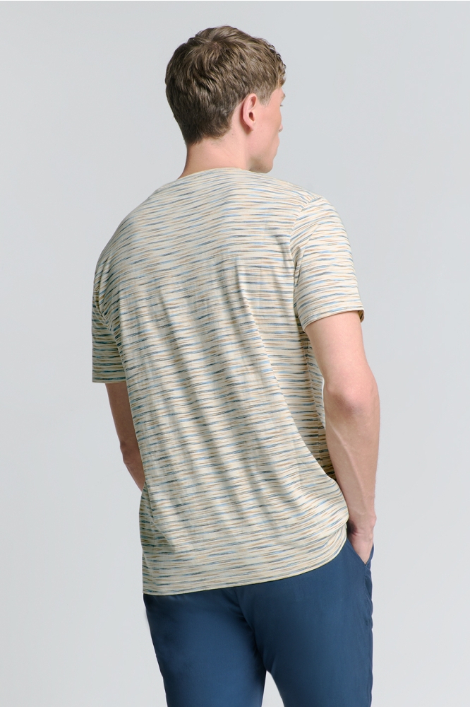 NO-EXCESS beige heren t-shirt | Model achteraanzicht