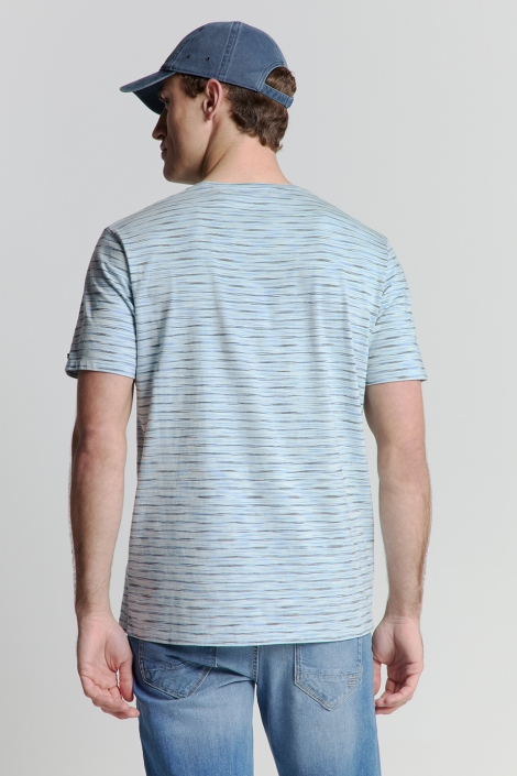 NO-EXCESS blauwe heren t-shirt | Model achteraanzicht