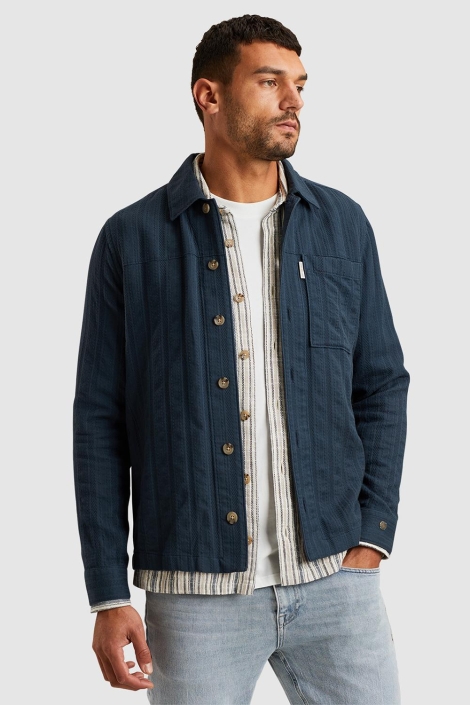 Cast Iron blauwe heren overhemd | Model vooraanzicht