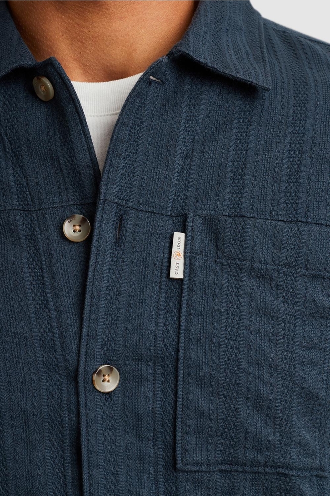Cast Iron blauwe heren overhemd | Close up