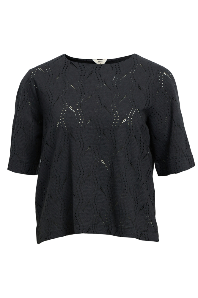 Object zwarte dames t-shirt | Vooraanzicht