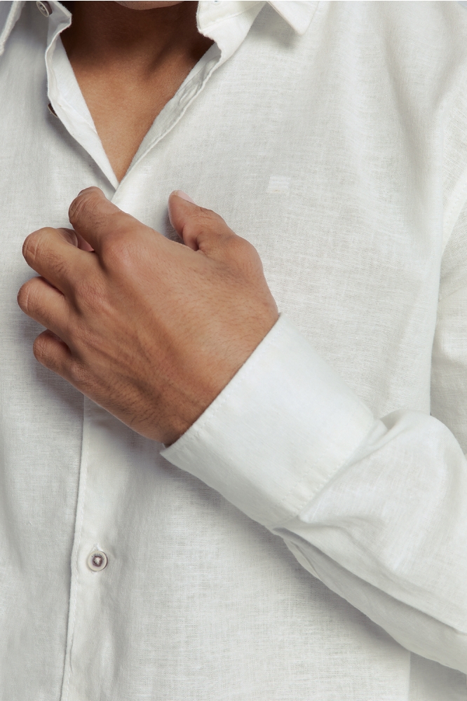 NO-EXCESS witte heren overhemd | Close up