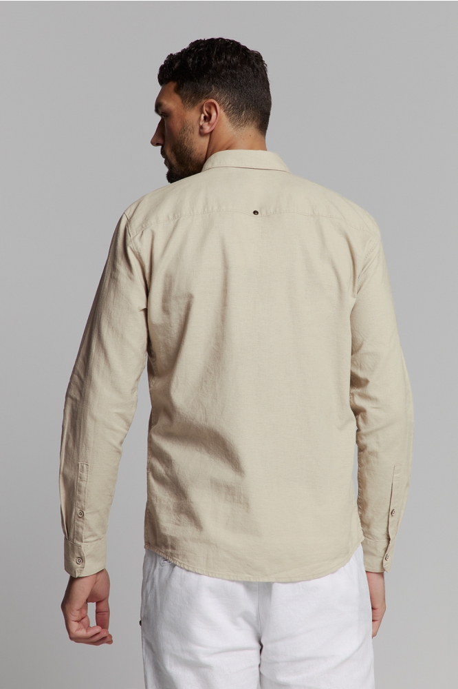 NO-EXCESS beige heren overhemd | Model achteraanzicht