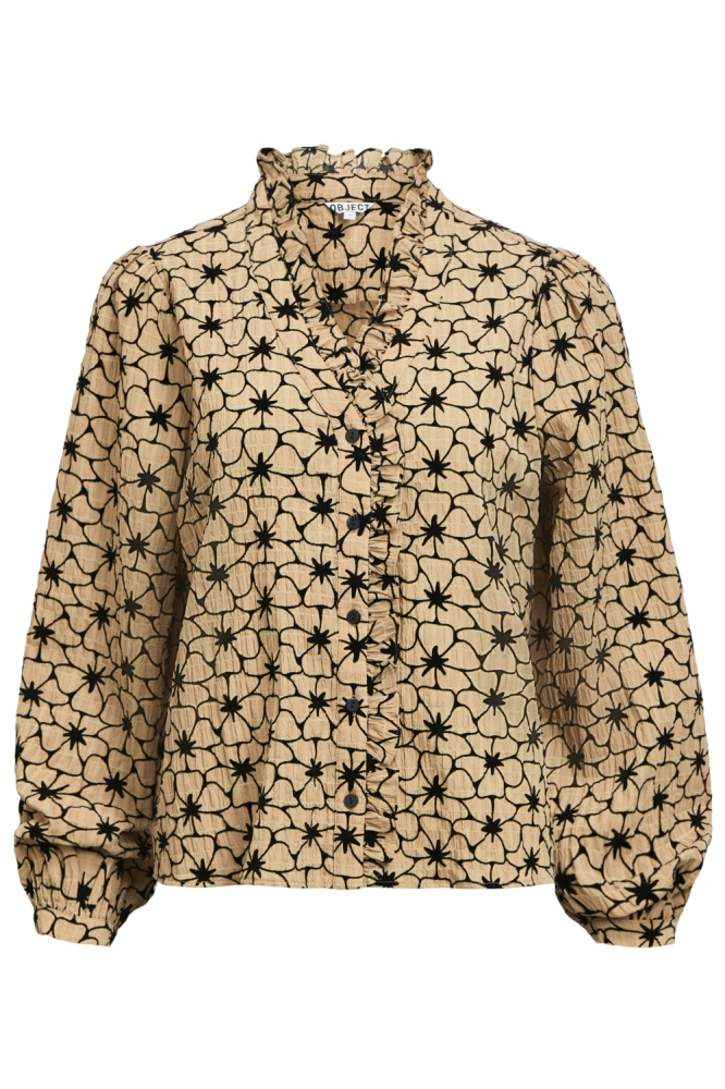 Object bruine dames blouse | Vooraanzicht