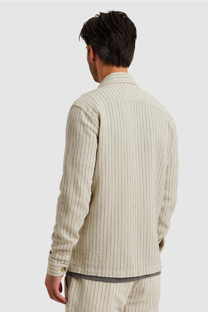 Cast Iron beige heren overhemd | Model achteraanzicht