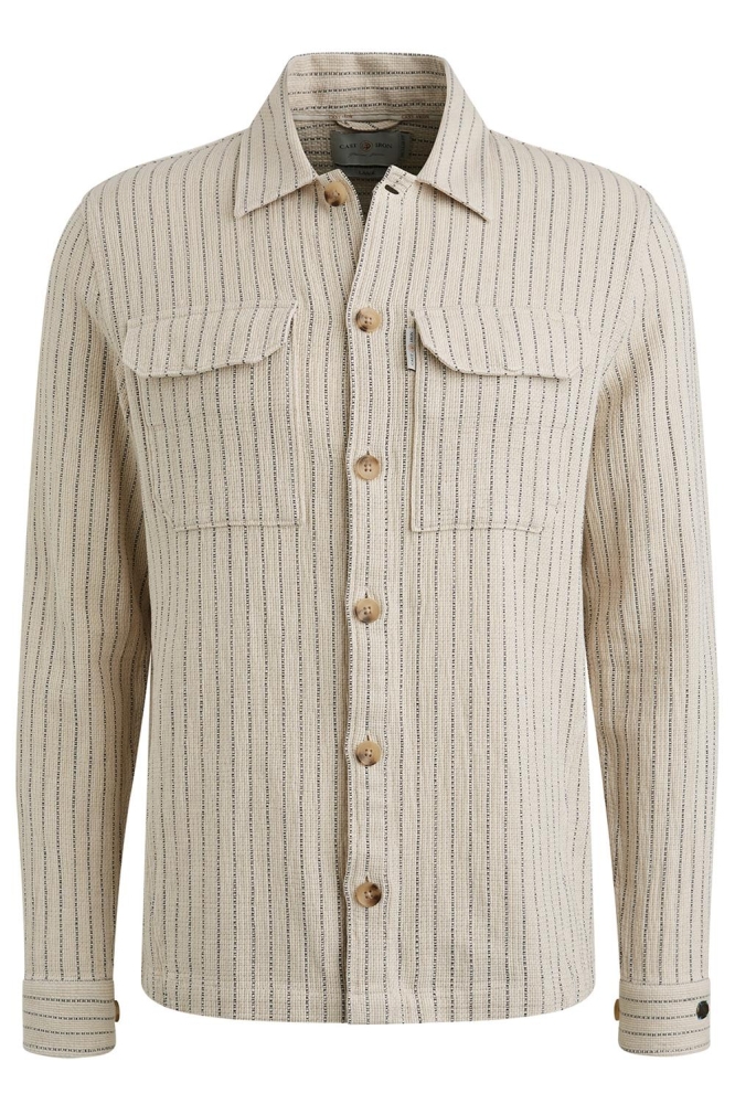 Cast Iron beige heren overhemd | Vooraanzicht