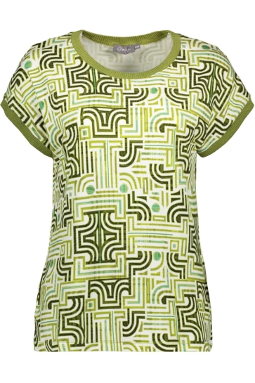 Geisha SARAH T SHIRT MET GRAFISCH PATROON 32403 60 500 GREEN/OFF WHITE
