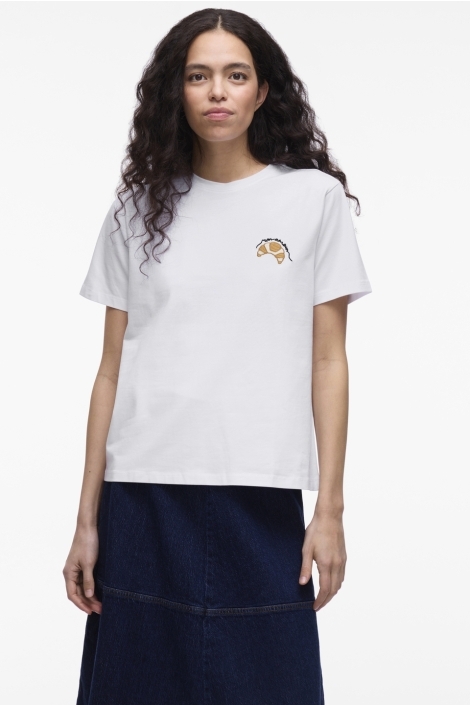 Vila witte dames t-shirt | Model vooraanzicht