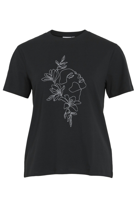 Vila zwarte dames t-shirt | Vooraanzicht