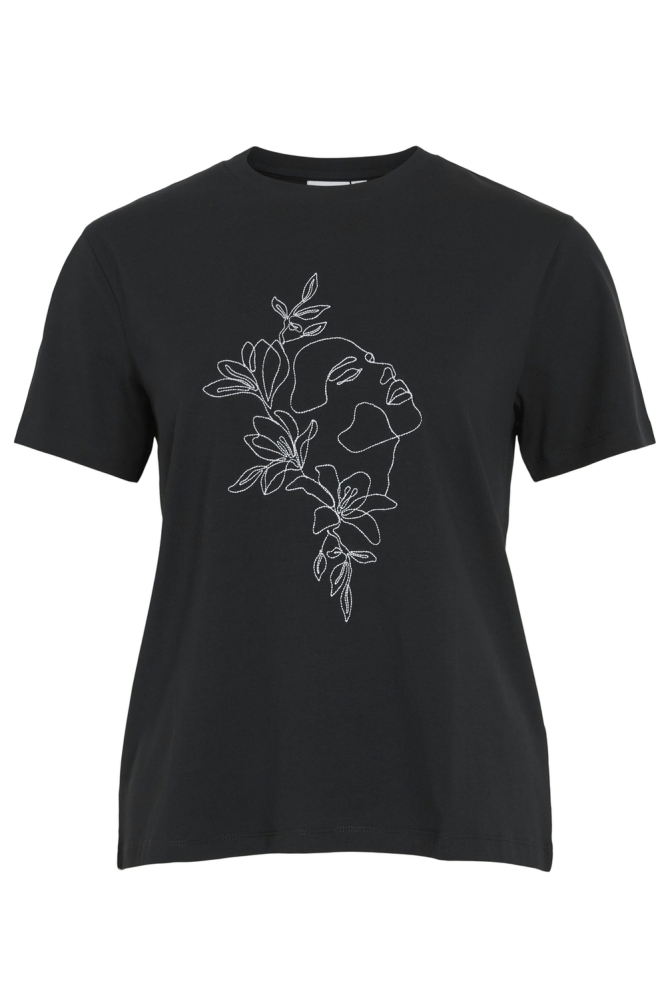 Vila zwarte dames t-shirt | Vooraanzicht