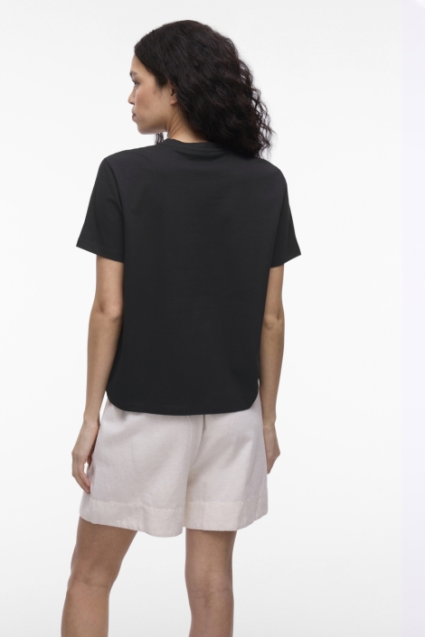 Vila zwarte dames t-shirt | Model achteraanzicht