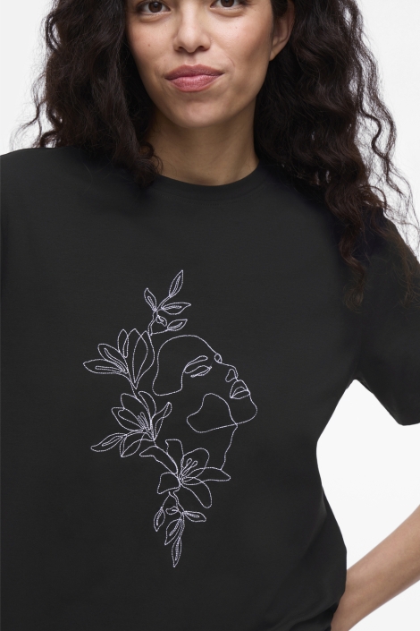 Vila zwarte dames t-shirt | Close up