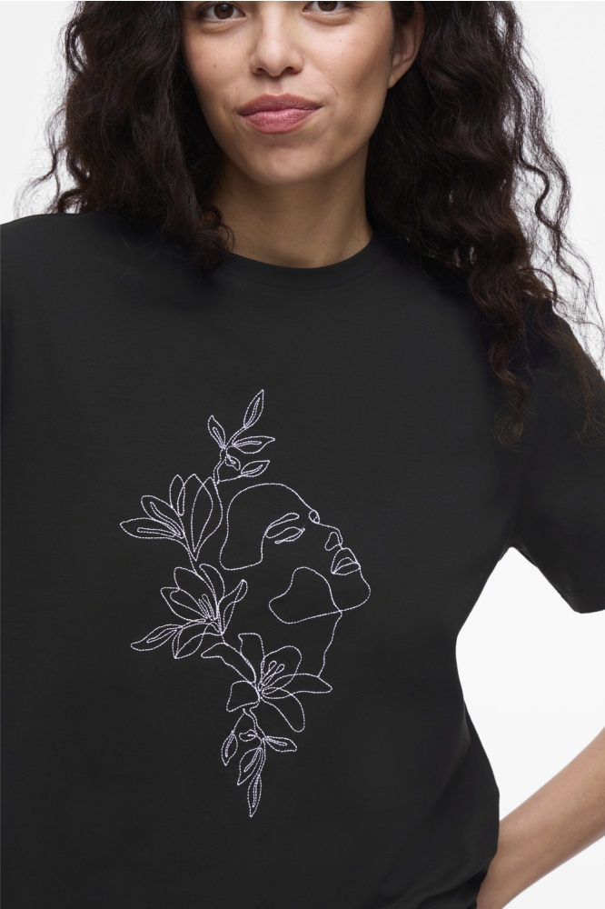Vila zwarte dames t-shirt | Close up