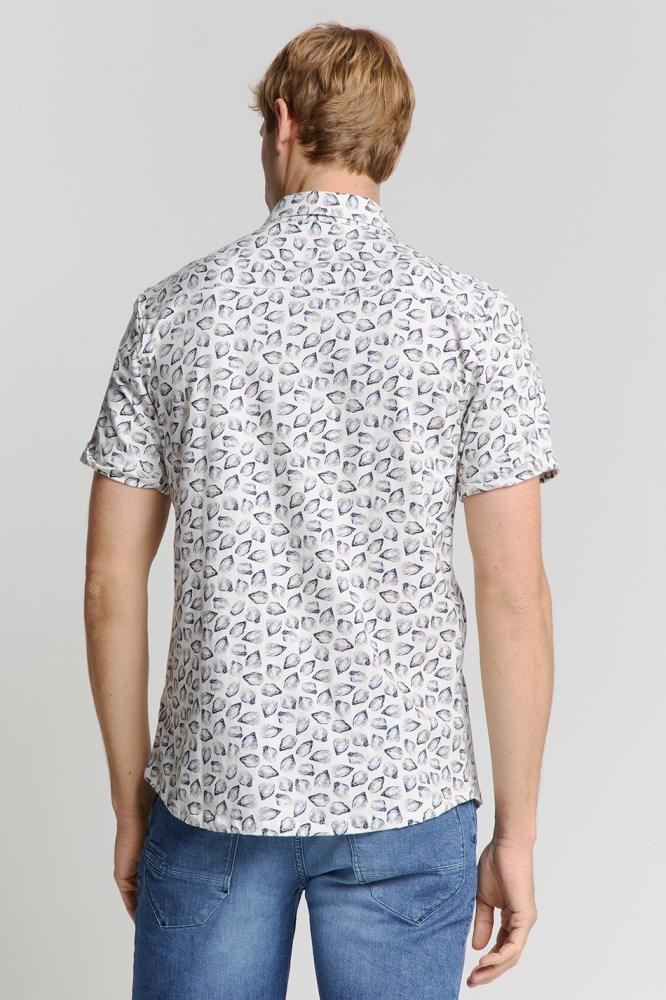 NO-EXCESS beige heren overhemd | Model achteraanzicht