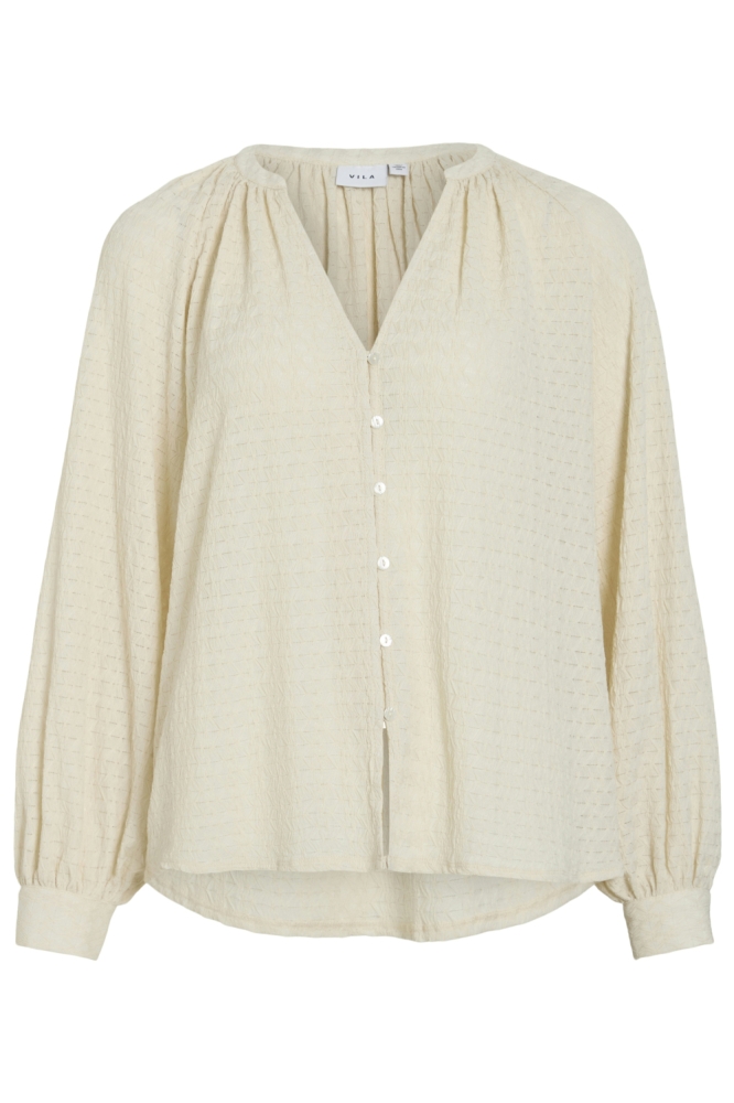 Vila beige dames blouse | Vooraanzicht