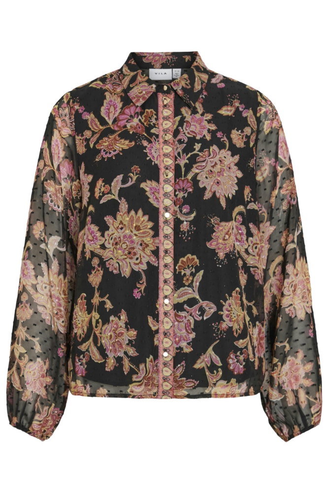 Vila zwarte dames blouse | Vooraanzicht