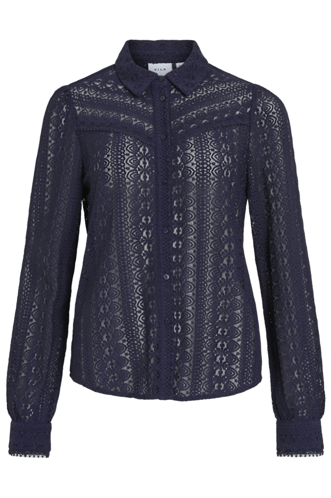 Vila blauwe dames blouse | Vooraanzicht