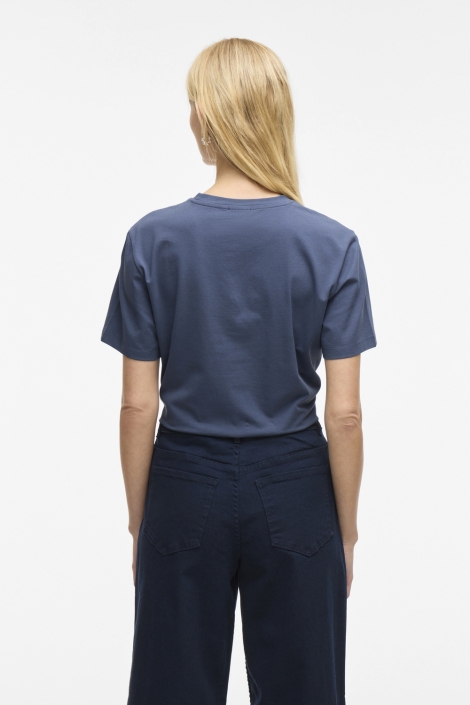Vila blauwe dames t-shirt | Model achteraanzicht